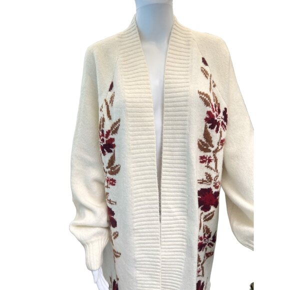 Shyanne Womens Floral Knit Cardigan Sweater With Fringe Hem XL - Picture 2 of 9